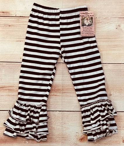 Brown Striped Double Ruffle Pants