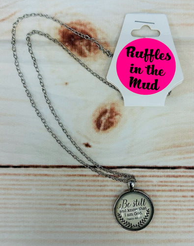 Psalm 46:10 Bubbled Glass Necklace