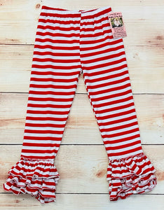 Red Striped Double Ruffle Pants
