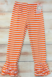 Orange Striped Double Ruffle Pants