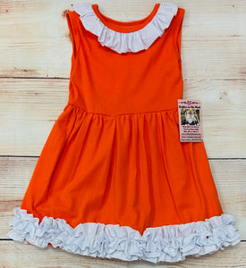 Orange & White Icing Ruffle Dress