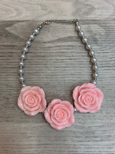 Light Pink • Triple Rose Pearl Necklace