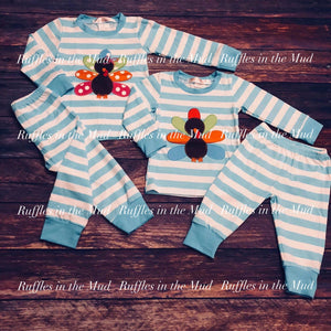 Boy’s Blue Stripe Turkey Pajamas