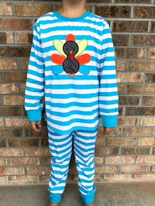 Boy’s Blue Stripe Turkey Pajamas