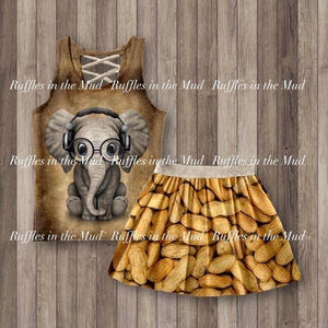 Nerdy Elephant Skirt Set