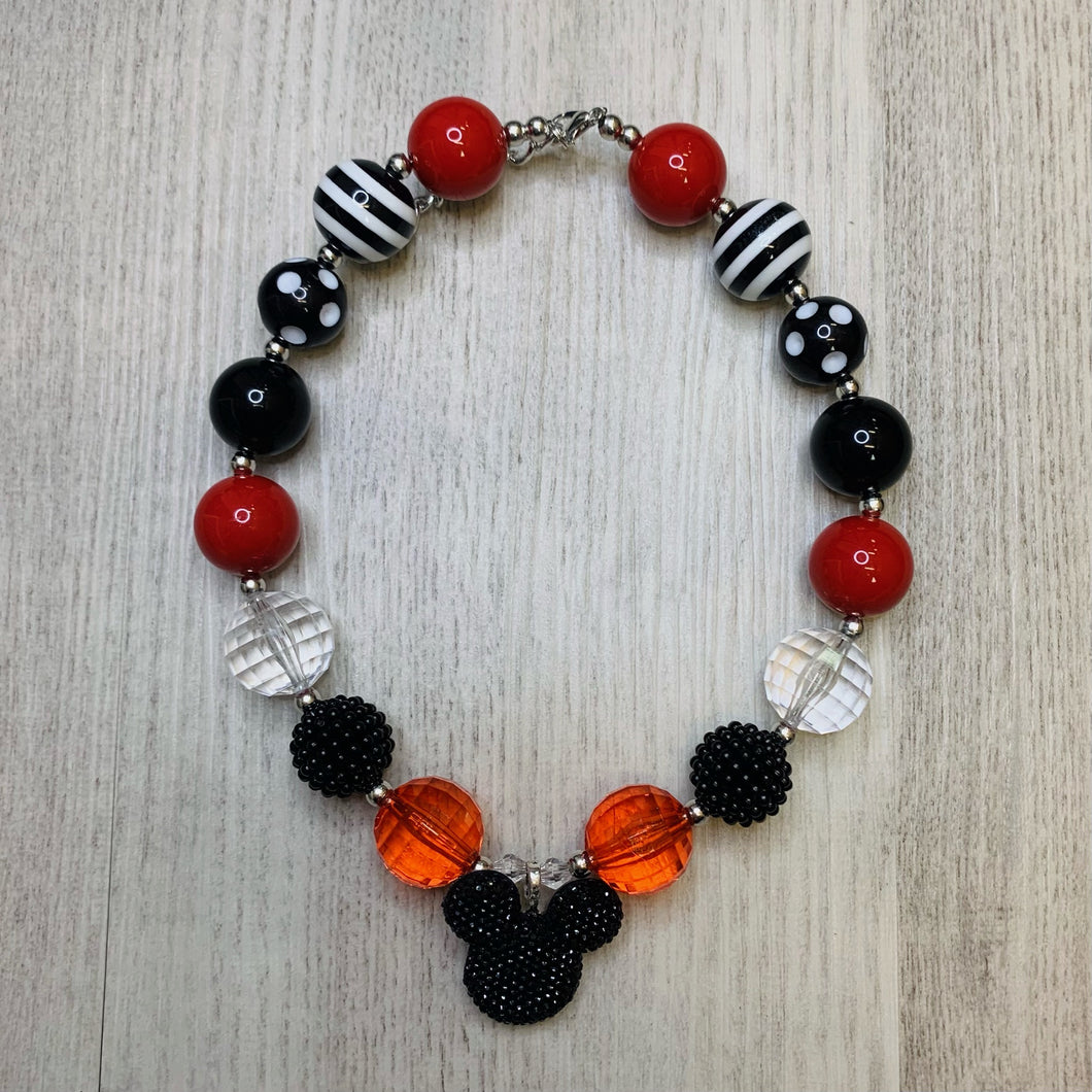 Red & Black Minnie Chunky Bead Necklace