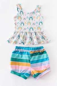 Rainbow Stripe Baby Peplum Set