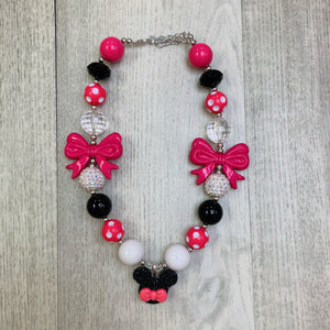 Hot Pink Minnie Chunky Bead Necklace