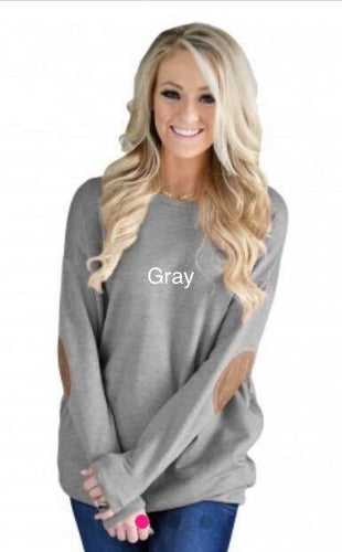 Gray Elbow Patch Pocket Sweatshirt