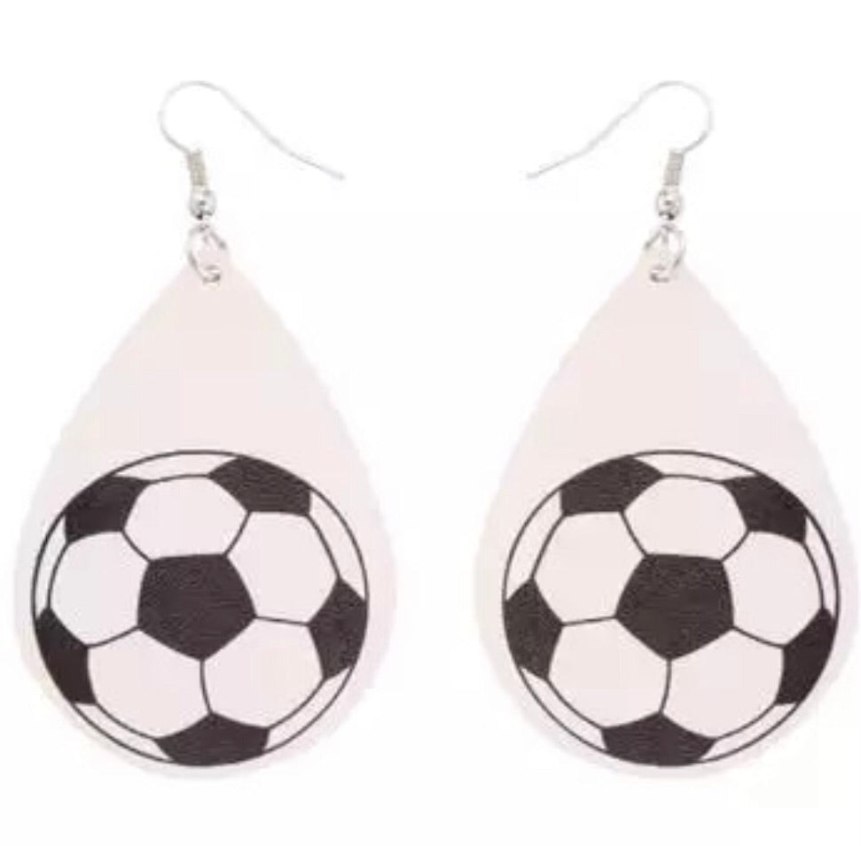 Soccer Faux Leather Earrings