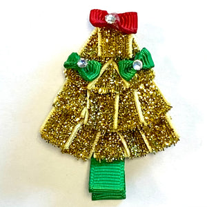 Glitter Christmas Tree • 3" Sculpted Bow