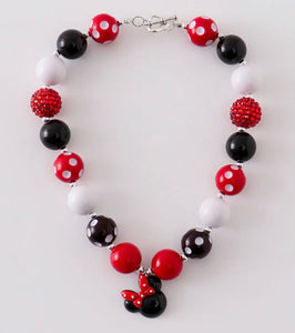 Red Mouse Bubble Chunky Bead Necklace