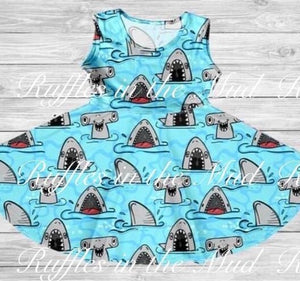 Happy Sharks Twirly Dress 💜 Big Sister