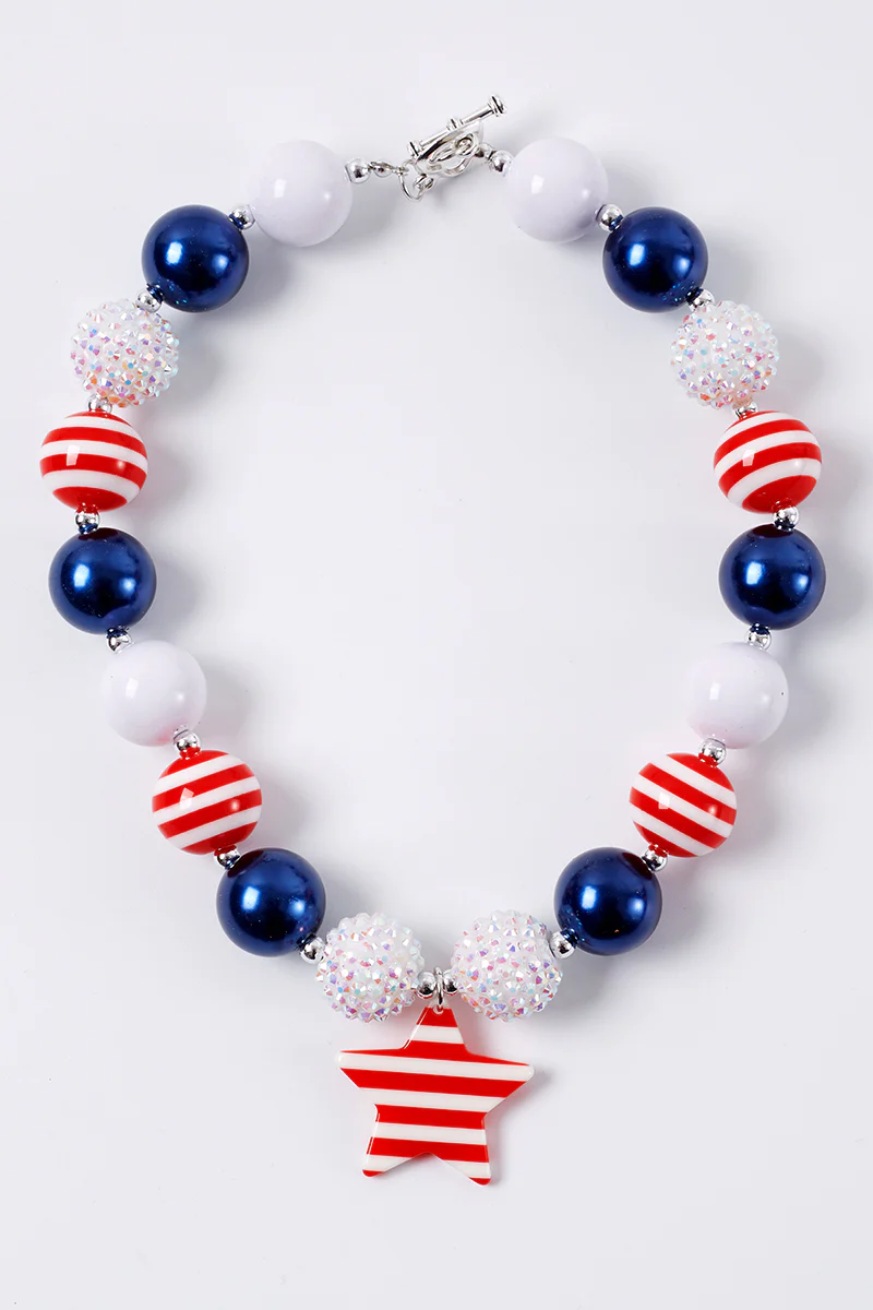 Red Star Bubble Chunky Bead Necklace